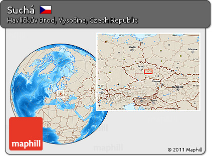 Shaded Relief Location Map of Suchá