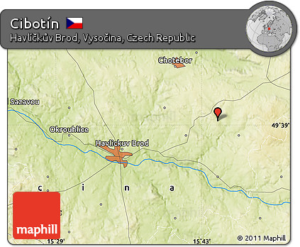 Physical Map of Cibotín