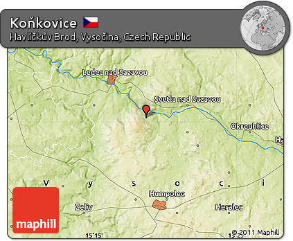 Physical Map of Koňkovice