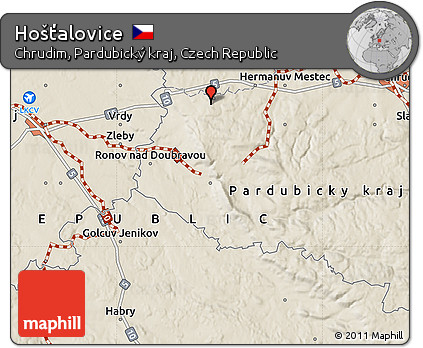 Shaded Relief Map of Hošťalovice