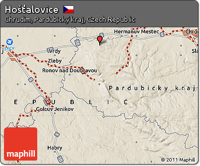 Shaded Relief Map of Hošťalovice