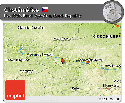 Physical Panoramic Map of Chotěměřice