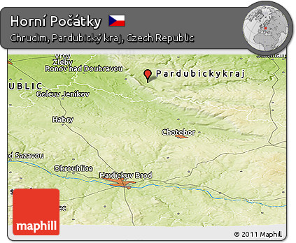 Physical Panoramic Map of Horní Počátky