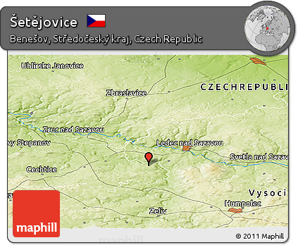 Physical Panoramic Map of Šetějovice