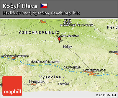 Physical Panoramic Map of Kobylí Hlava