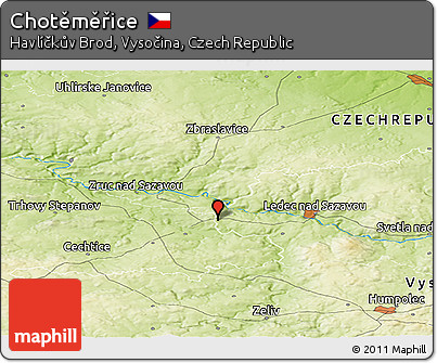 Physical Panoramic Map of Chotěměřice