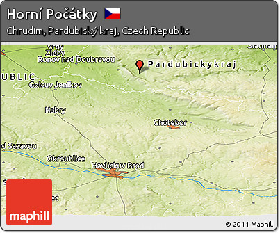Physical Panoramic Map of Horní Počátky