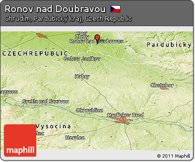 Physical Panoramic Map of Ronov Nad Doubravou