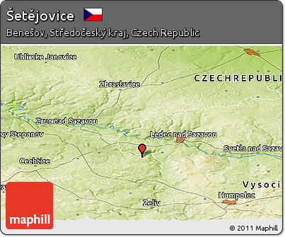 Physical Panoramic Map of Šetějovice