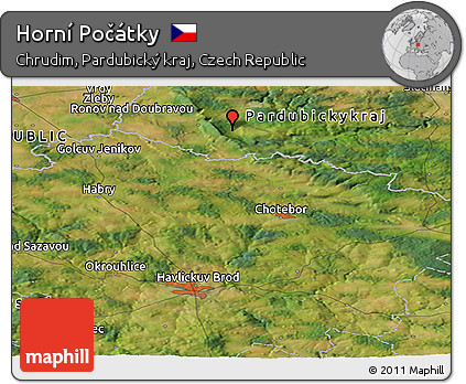 Satellite Panoramic Map of Horní Počátky