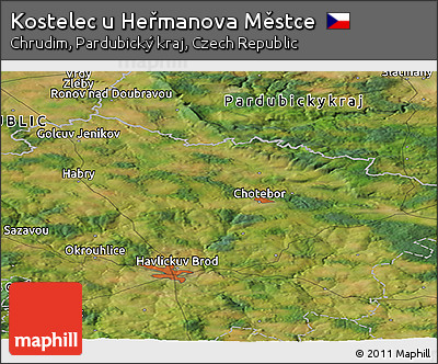 Satellite Panoramic Map of Kostelec U Heřmanova Městce