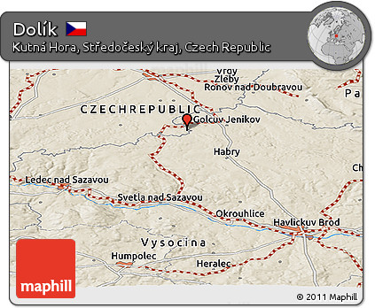 Shaded Relief Panoramic Map of Dolík