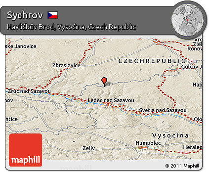 Shaded Relief Panoramic Map of Sychrov