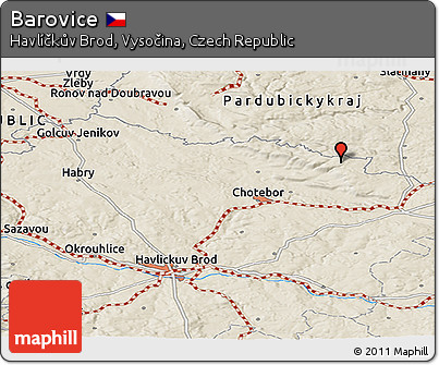 Shaded Relief Panoramic Map of Barovice