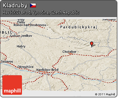 Shaded Relief Panoramic Map of Kladruby