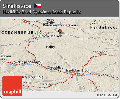 Shaded Relief Panoramic Map of Sirákovice