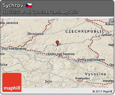 Shaded Relief Panoramic Map of Sychrov