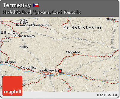 Shaded Relief Panoramic Map of Termesivy