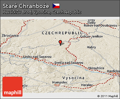 Shaded Relief Panoramic Map of Staré Chraňbože