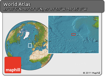 Satellite Location Map of the Area around 49° 43' 37" N, 15° 13' 29" W
