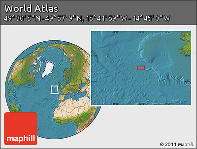 Satellite Location Map of the Area around 49° 43' 37" N, 15° 13' 29" W