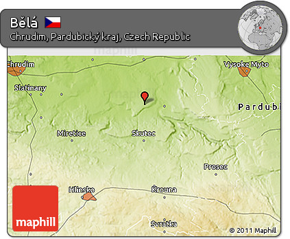 Physical 3D Map of Bělá