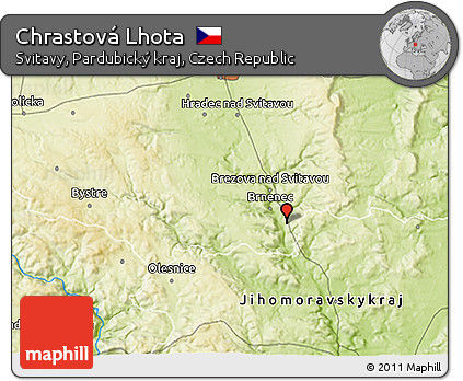 Physical 3D Map of Chrastová Lhota