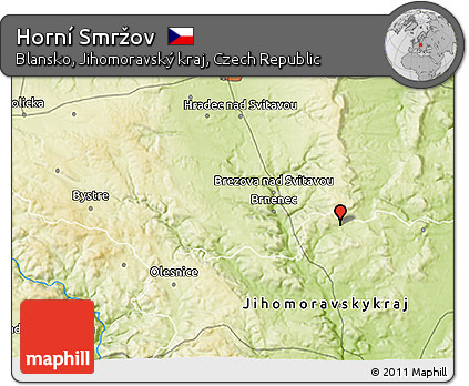 Physical 3D Map of Horní Smržov