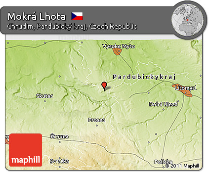 Physical 3D Map of Mokrá Lhota