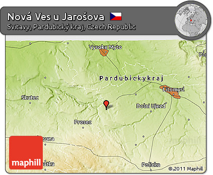Physical 3D Map of Nová Ves U Jarošova