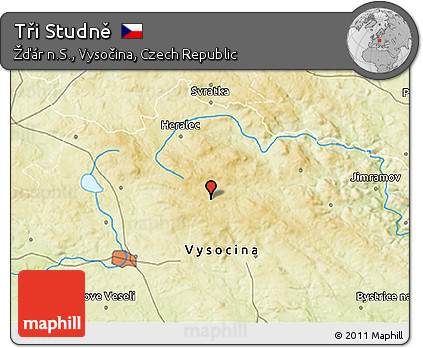Physical 3D Map of Tři Studně