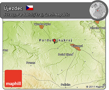 Physical 3D Map of Újezdec