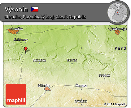 Physical 3D Map of Výsonín