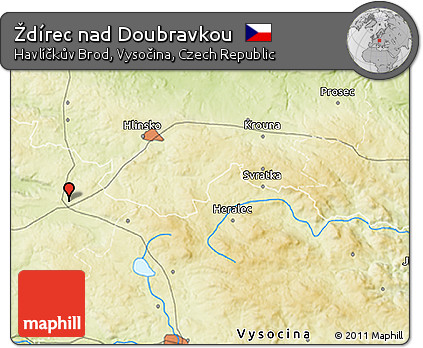 Physical 3D Map of Ždírec Nad Doubravkou