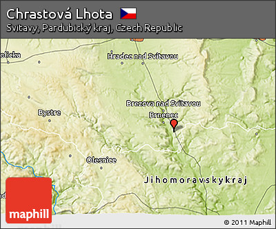 Physical 3D Map of Chrastová Lhota