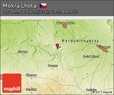 Physical 3D Map of Mokrá Lhota