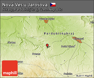 Physical 3D Map of Nová Ves U Jarošova