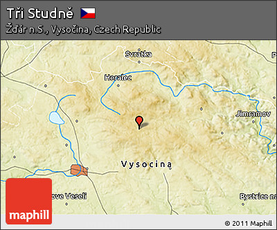 Physical 3D Map of Tři Studně