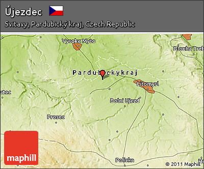 Physical 3D Map of Újezdec
