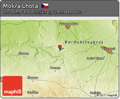 Physical 3D Map of Mokrá Lhota