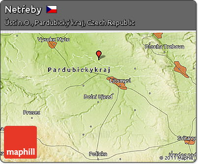 Physical 3D Map of Netřeby
