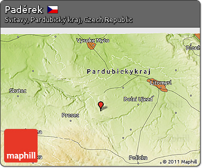 Physical 3D Map of Paděrek