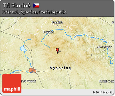 Physical 3D Map of Tři Studně