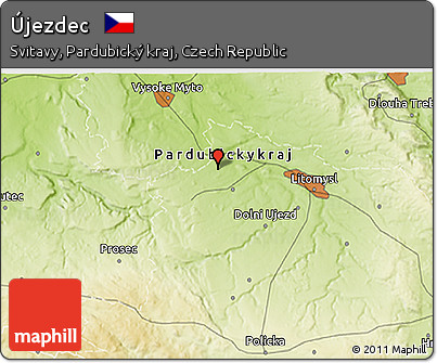 Physical 3D Map of Újezdec