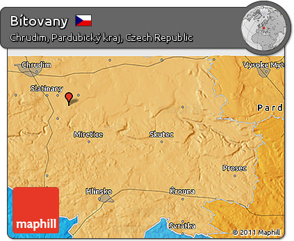 Political 3D Map of Bítovany
