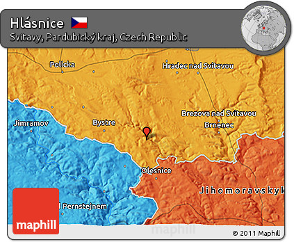 Political 3D Map of Hlásnice