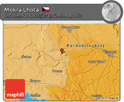 Political 3D Map of Mokrá Lhota