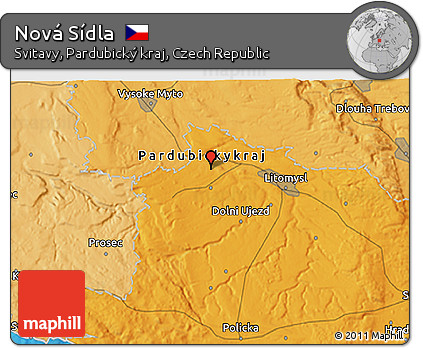 Political 3D Map of Nová Sídla
