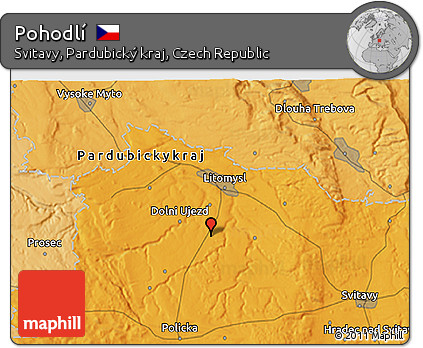 Political 3D Map of Pohodlí