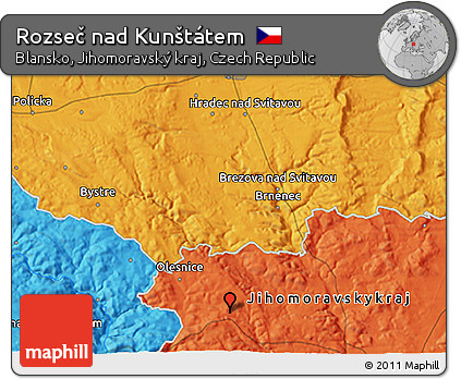 Political 3D Map of Rozseč Nad Kunštátem